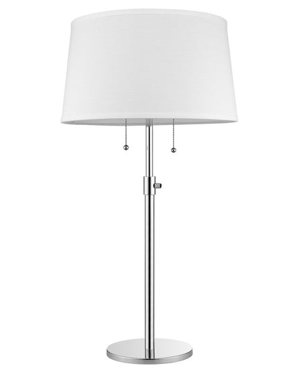 31" Silver Metal Two Light Adjustable Table Lamp With White Empire Shade