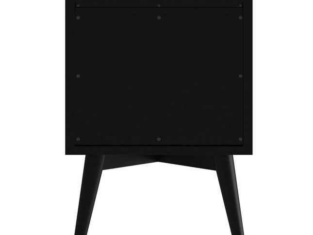 26" Black Solid Wood Two Drawer Nightstand