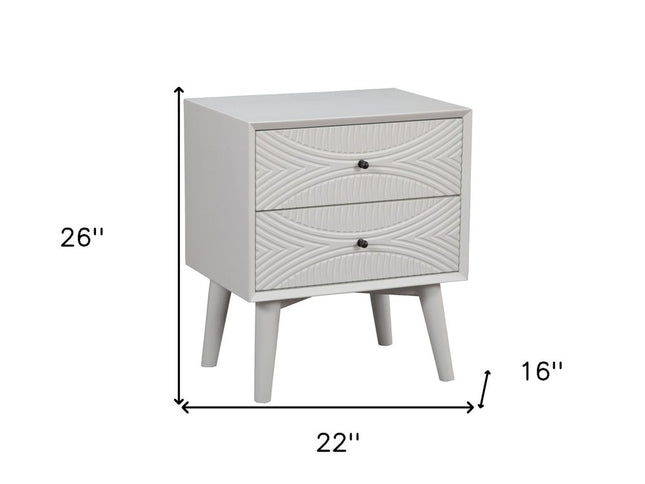 26" Solid Wood and Wood Two Drawer Nightstand