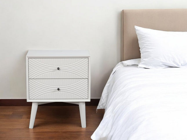 26" Solid Wood and Wood Two Drawer Nightstand