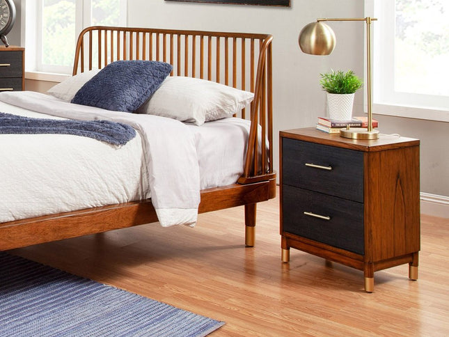 Dark Walnut and Black Mod Drawer Nightstand