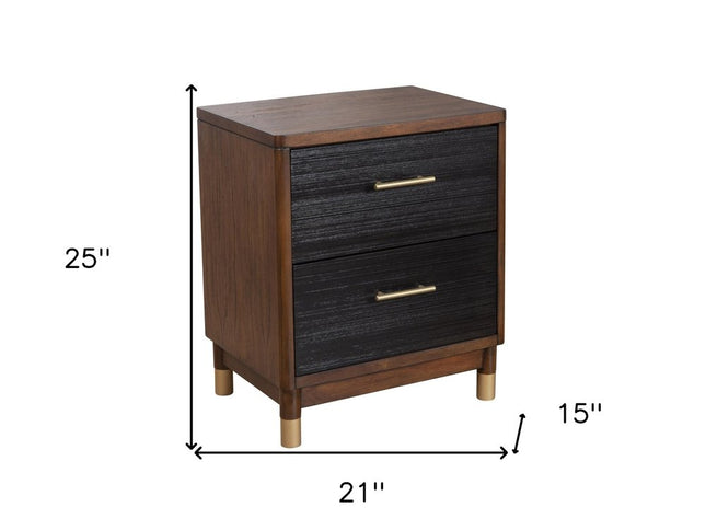 Dark Walnut and Black Mod Drawer Nightstand