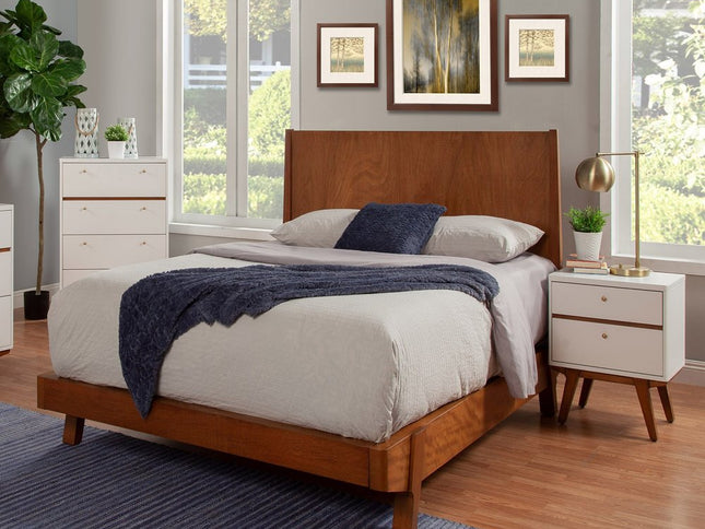 26" White Two Drawer Wood Nightstand