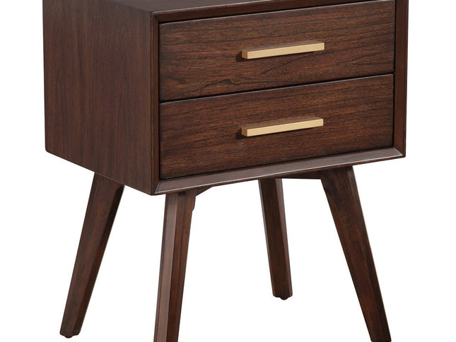 25" Solid Wood and Wood Two Drawer Nightstand