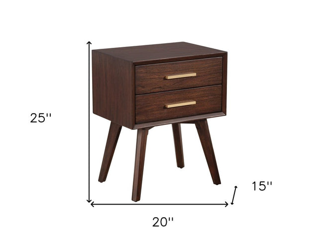 25" Solid Wood and Wood Two Drawer Nightstand