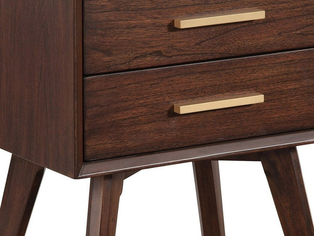 25" Solid Wood and Wood Two Drawer Nightstand
