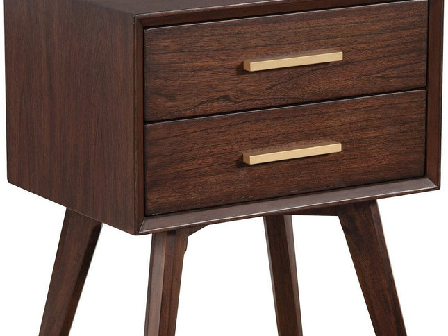 25" Solid Wood and Wood Two Drawer Nightstand