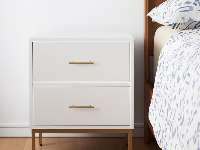 26" Solid Wood and Wood Two Drawer Nightstand