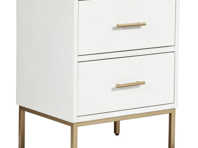 26" Solid Wood and Wood Two Drawer Nightstand