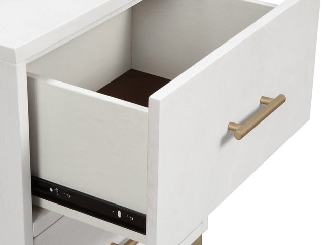 26" Solid Wood and Wood Two Drawer Nightstand