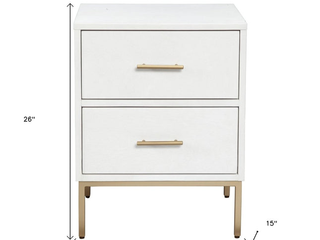 26" Solid Wood and Wood Two Drawer Nightstand