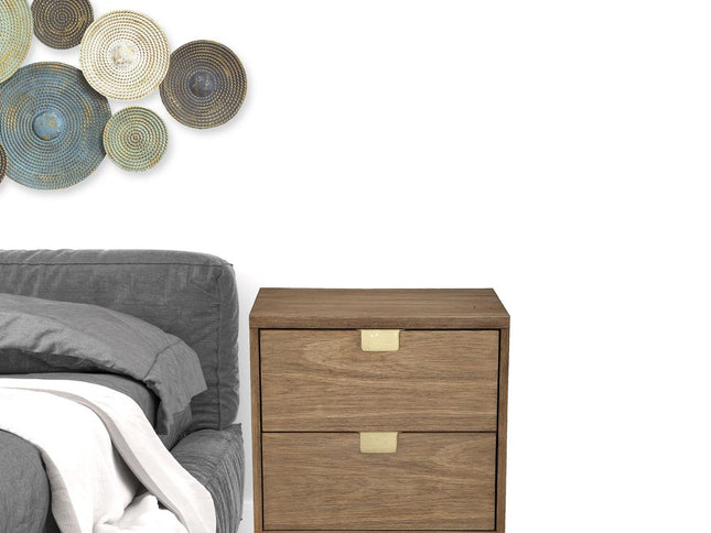 25" Solid Wood and Wood Two Drawer Nightstand