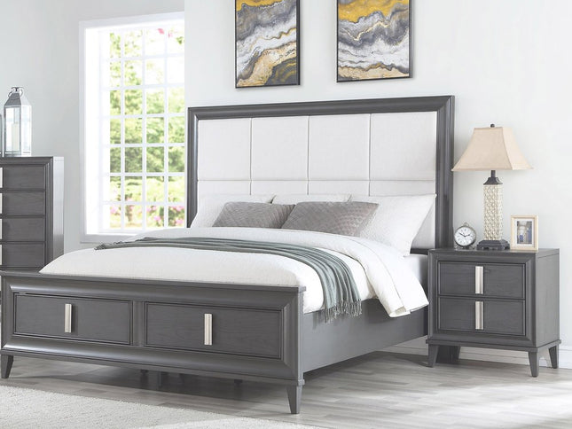 29" Dark Gray Solid Wood and Wood Two Drawer Nightstand