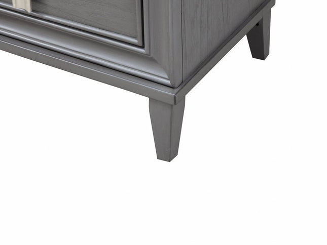 29" Dark Gray Solid Wood and Wood Two Drawer Nightstand