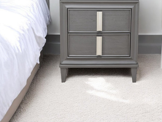 29" Dark Gray Solid Wood and Wood Two Drawer Nightstand