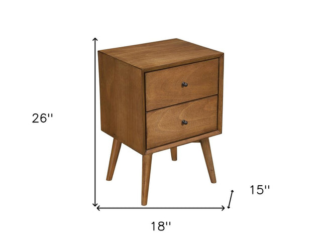 26" Solid Wood and Wood Two Drawer Nightstand