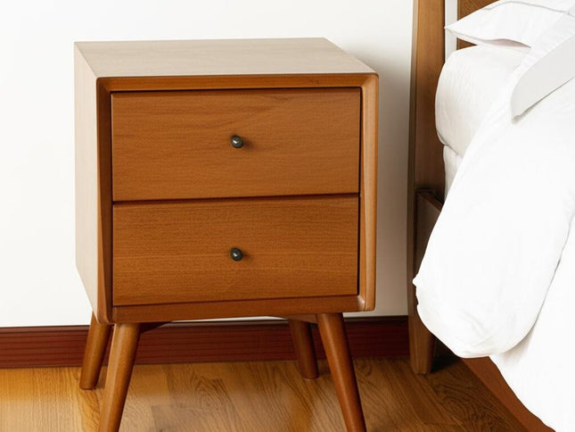 26" Solid Wood and Wood Two Drawer Nightstand
