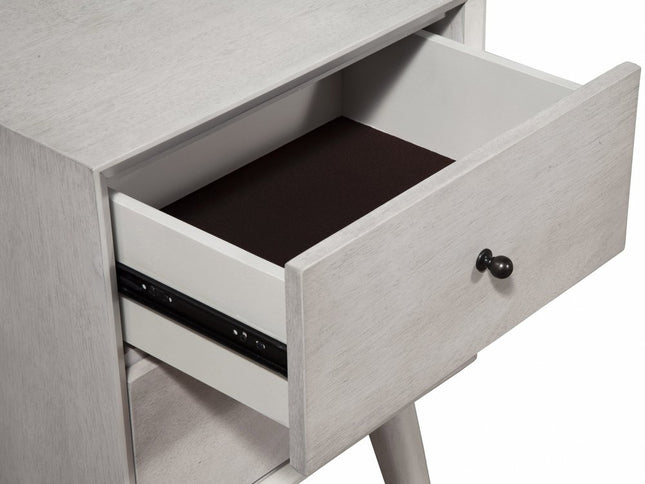 Gray Century Modern Wood 2 Drawer Nightstand