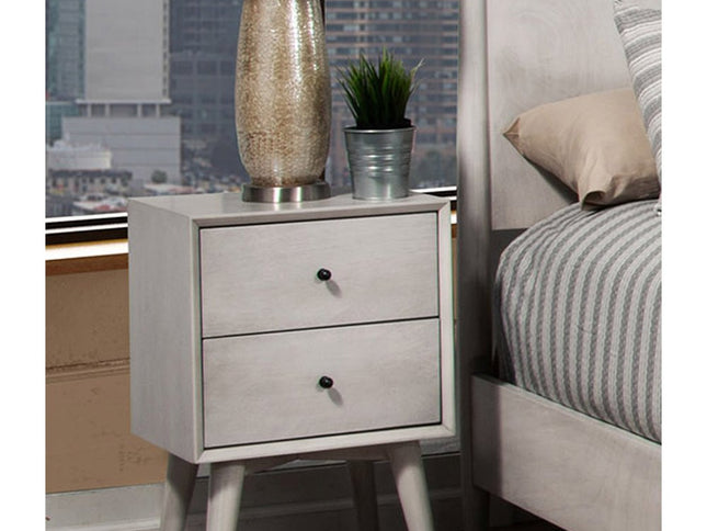 Gray Century Modern Wood 2 Drawer Nightstand