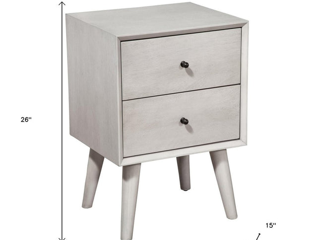 Gray Century Modern Wood 2 Drawer Nightstand