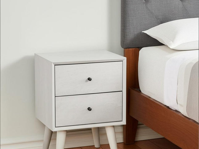 Gray Century Modern Wood 2 Drawer Nightstand