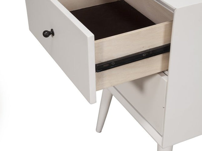 26" Solid Wood and Wood Two Drawer Nightstand