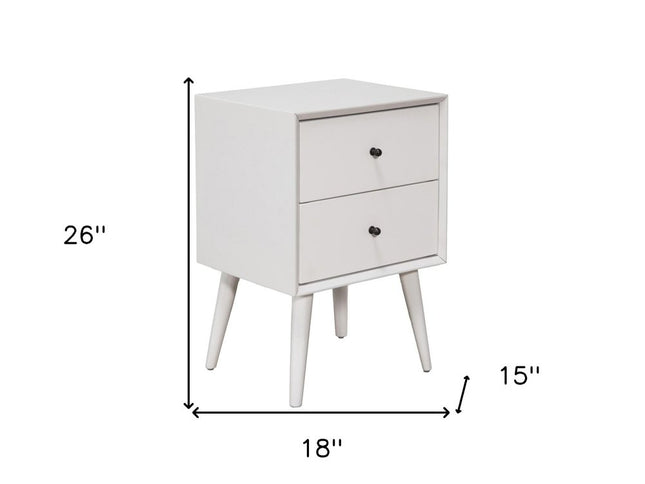 26" Solid Wood and Wood Two Drawer Nightstand