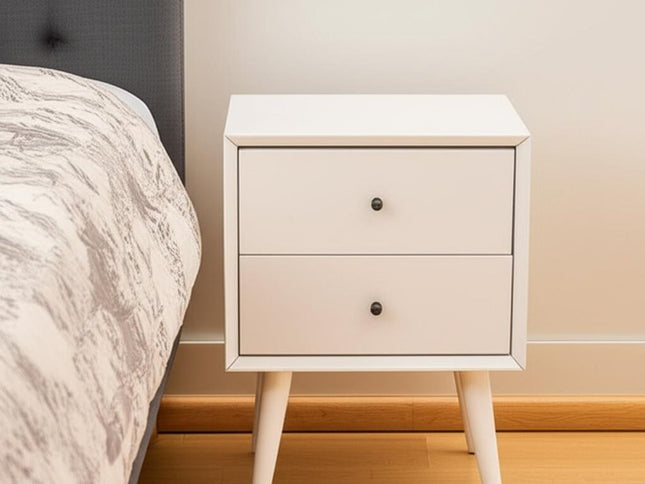 26" Solid Wood and Wood Two Drawer Nightstand