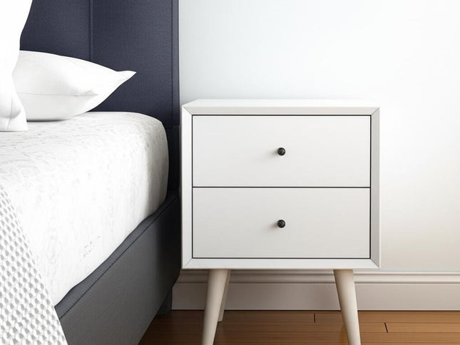 26" Solid Wood and Wood Two Drawer Nightstand