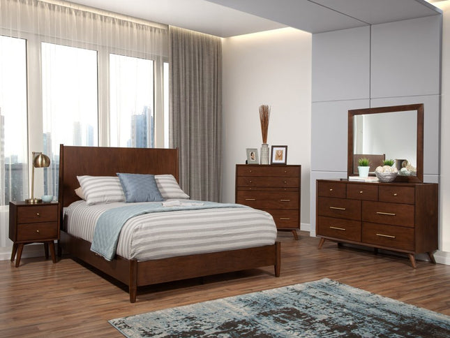 26" Brown Solid Wood and Wood Two Drawer Nightstand