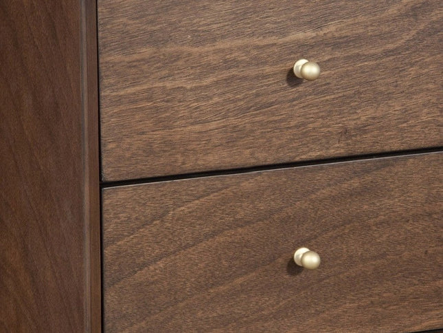 26" Brown Solid Wood and Wood Two Drawer Nightstand