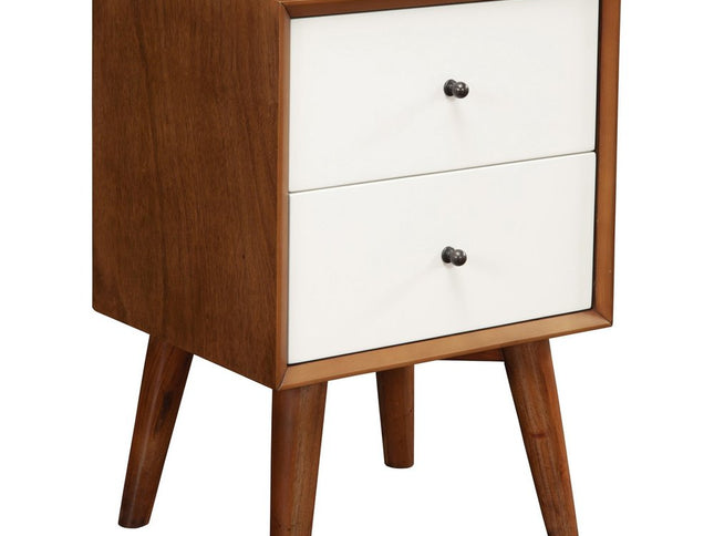 26" Solid Wood and Wood Two Drawer Nightstand