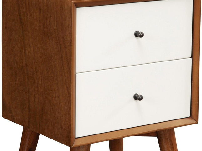 26" Solid Wood and Wood Two Drawer Nightstand