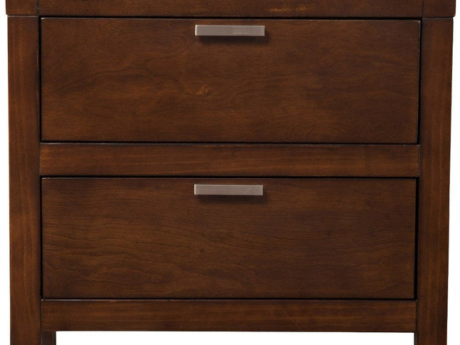 24" Brown Wood Two Drawer Nightstand