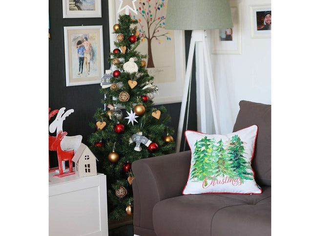 Snowy Christmas Trees Printed Throw Pillow