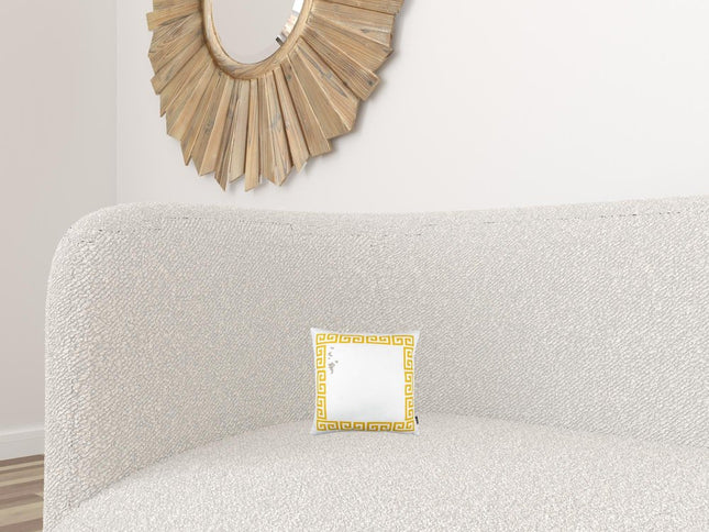 Yellow and White Greek Key Classic Throw Pillow