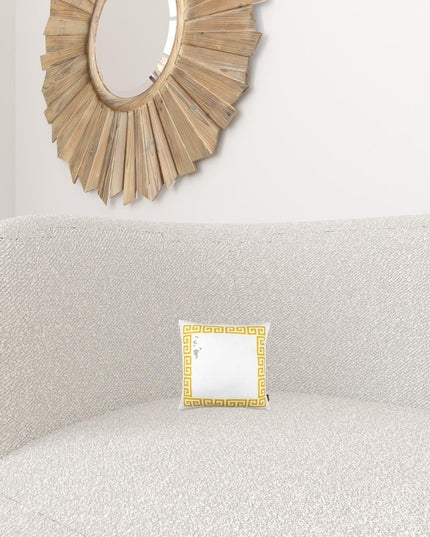 Yellow and White Greek Key Classic Throw Pillow