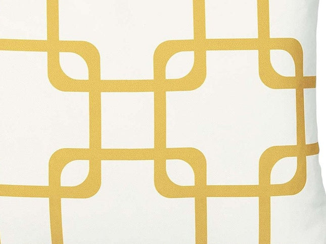 Yellow and White Grid Geometric Throw Pillow