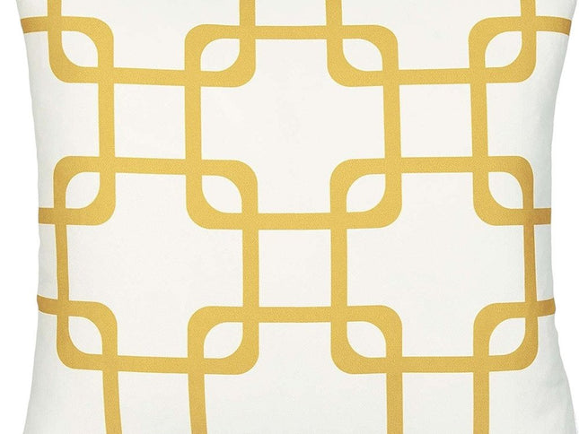 Yellow and White Grid Geometric Throw Pillow