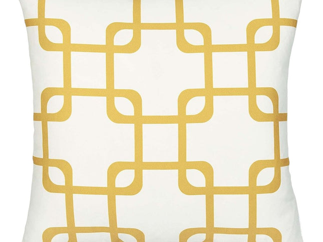 Yellow and White Grid Geometric Throw Pillow