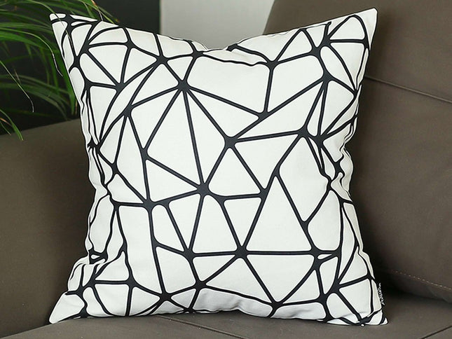 White and Black Geometric Tangle Throw Pillow