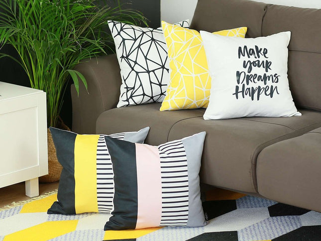 White and Black Geometric Tangle Throw Pillow
