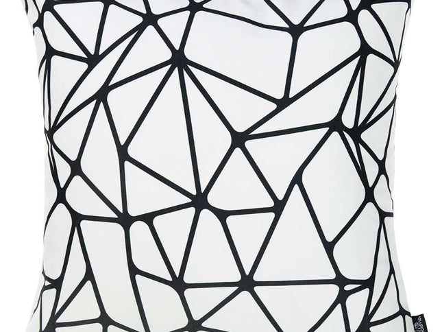 White and Black Geometric Tangle Throw Pillow