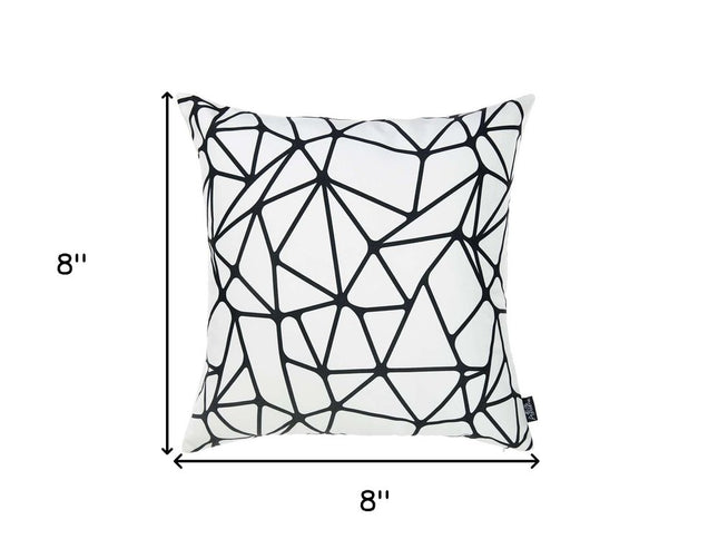 White and Black Geometric Tangle Throw Pillow