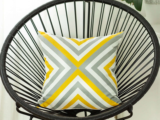 Yellow and Gray Triangle Geometric Throw Pillow