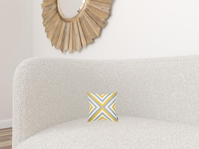 Yellow and Gray Triangle Geometric Throw Pillow