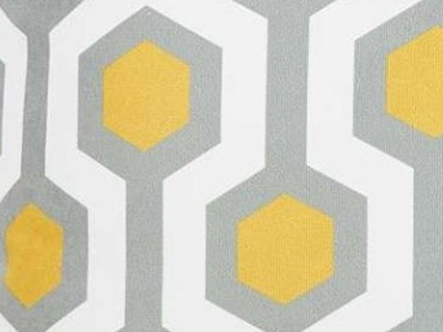 Yellow and Gray Geometric Circuit Throw Pillow