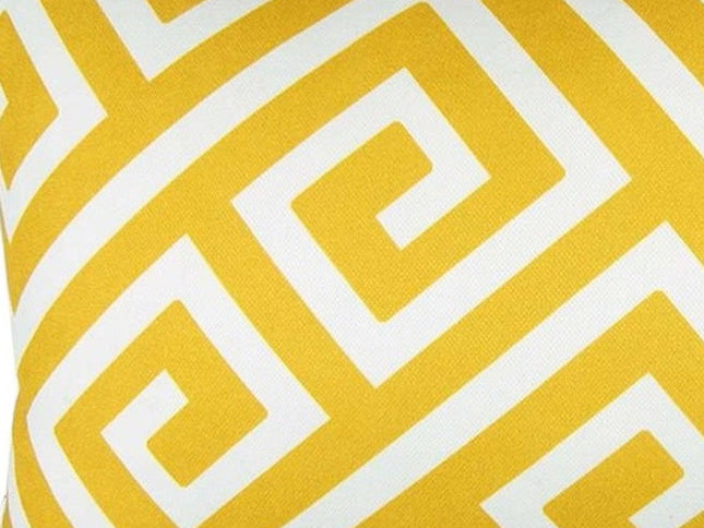 Yellow Greek Key Pattern Lumbar Throw Pillow