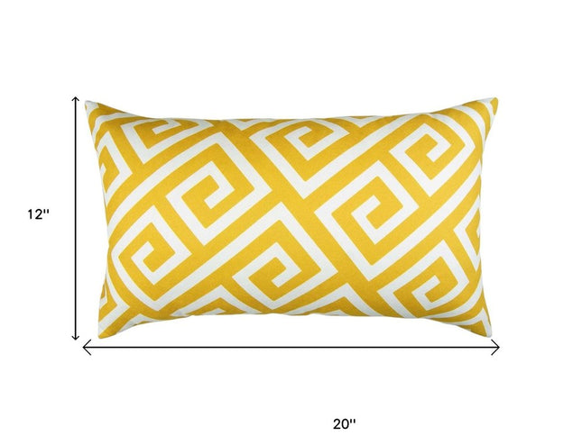 Yellow Greek Key Pattern Lumbar Throw Pillow