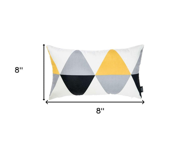 Yellow Gray Diamond Lumbar Throw Pillow